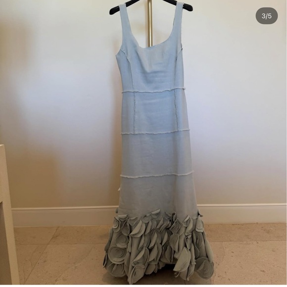 Alexis Light Gray Midi Dress with Floral Accents - Picture 3 of 5